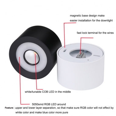 NEW DC 24V RGB+CCT Surface Mount LED Downlight for Dali KNX Loxone Home Automation