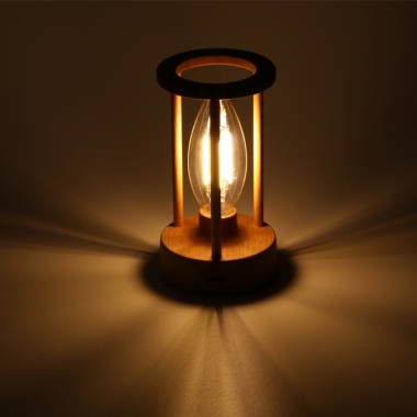  New Design Rechargeable Cordless LED Table Lamp Wooden Desk Light withTouch Sensor